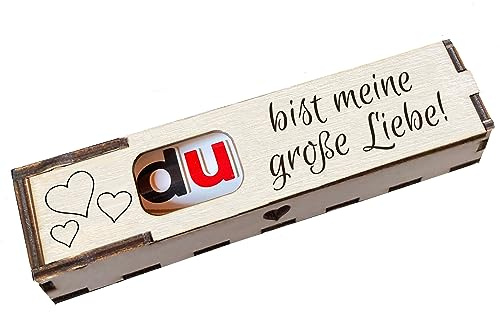 Duplo Geschenkbox mit Gravur inkl. Schokoriegel Holzbox mit Spruch Geschenkidee Schokolade Mitbringsel - Du bist meine große Liebe