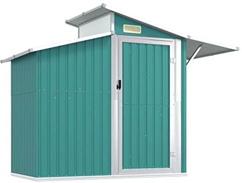 prissent Fahrradunterstand 270x130x208,5 cm Gartenhaus Metall Geräteschuppen Gerätehäuser Zur Aufbewahrung von Rasenmähern, Klappleitern, Fahrrädern usw Grün