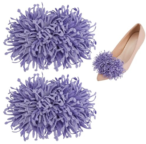 FINGERINSPIRE 2 pinzas para zapatos de tela 3D flor 11 x 8 cm, azul tacón alto extraíble con hebilla para zapatos de tela de flores artificiales de novia único con borde quemado adorno de