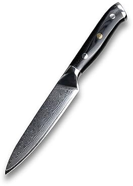 LIUJOU Cuchillo de cocina japonés Damasco de acero inoxidable, herramienta práctica for pelar Chef Santoku, 5 pulgadas