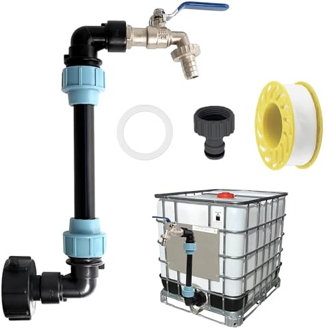 ibc Serbatoio a collo di cigno con rubinetto in ottone, rubinetto da 3/4 per barile di pioggia o contenitore IBC S60x6