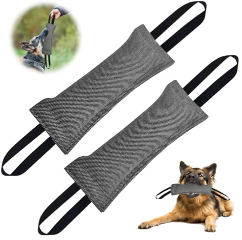 Beisswurst Für Hunde, 2 Stück 30cm Jute Beisswurst, Beißwursts Hunde Mit 2 Griff, Sehr Robustes Hundes Beisswursts, Hundes Training Zubehör, Zerrspielzeug Hund Zum Training Zerrspielzeug (Grau)