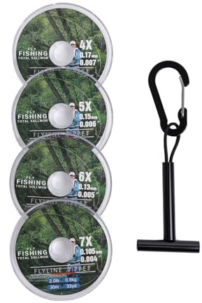 Raprance Tippet Line Pack of 4 with Fly Tip Holder, 30 m (3-4-5-6X)