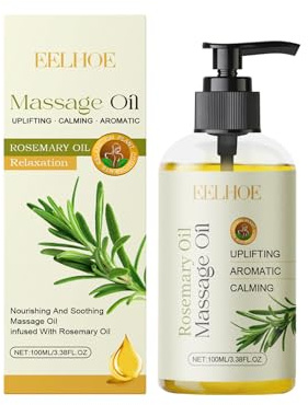 Massageöl Wohltuend Entspannende - Hochwertiges Rosmarin,Zitrone,Eukalyptus,Vanille,Rose,Lavendel mit Vitamin E - natürlicher Pflegeöl-Komplex - für trockene & sensible Haut (Rosmarin, 100ML)