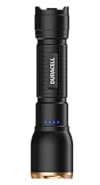 Duracell LED-ficklampa DF750R Core Plus – 750 lumen, fokuserbar, 120 m ljusvidd, USB-C uppladdningsbar, 18650 Li-Ion batteri integrerat, olika ljuslägen, stänksäker, aluminiumhölje