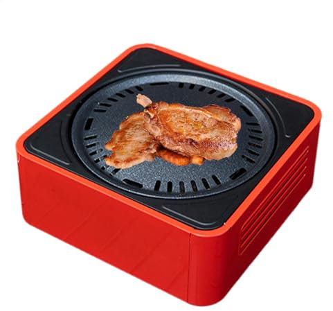 Grill fumoir de table, barbecue au charbon de bois | Grill de barbecue rond en carbone antiadhésif,Poêle à fumeur de Camping de table, poêle à gril domestique pour la maison, le Camping, le jardin