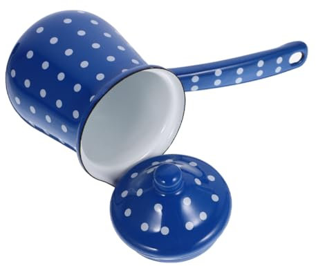 FELTECHELECTR Retro Enamel Turkish Coffee Kettle and Milk Jug Large Blue White Dot Multi-Function Wear-Resistant Coffee Container for Home and Tea Accessories