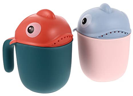 MAGICLULU 2-teiliges Baby-badelöffel-Set – Shampoo-spülbecher Für Neugeborene Spüler Und Shampoobecher Mit Löchern Sicheres Pp- Und TPE-Material Hai-Design