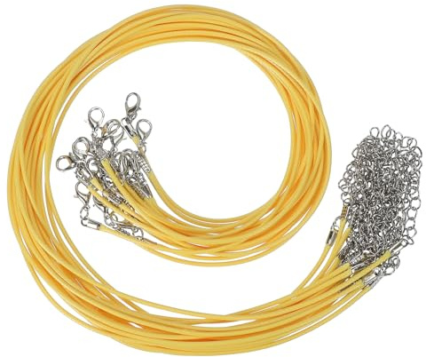 PATIKIL 16x0.06 Necklace Cord, 20 Pcs Waxed Leather Necklace String Rope Bulk with Clasp for Jewelry Making Supplies Beading Supplies Pendants Bracelet Chains, Yellow