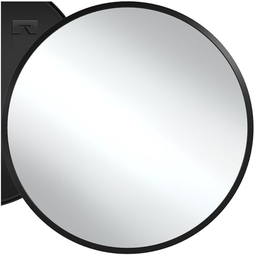 tectake® Spiegel rund schwarz, Wandspiegel modern, Badspiegel, Wanddekoration Wohnzimmer, Boho Deko Schlafzimmer, runder Badezimmerspiegel, Flurspiegel, Gäste WC, Spiegelaufhängung - Ø80 x 2,5 cm
