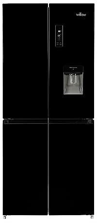 Willow WSBES4MDB 415L American Side by Side Fridge Freezer with Water Dispenser, Total No Frost, 5* Rating, LED Door Display, Mark-Proof Finish - Black