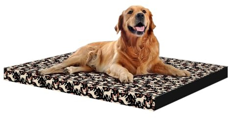 Bertoni Orthopädische Hundematratze, 110 x 80 x 7 cm, Memory-Schaum, Abnehmbarer Bezug, Grau-Orange (XL-80x55x7, Bullteriers)