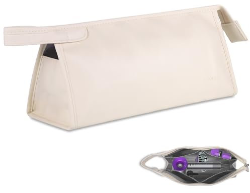 Portable Travel Storage Bag Compatible with Dyson Airwrap Supersonic Hair Dryer, PU Leather Protective Hair Tool Carrying Case for Shark Flexstyle Airstraight, Organiser Bag for Curler Accessories
