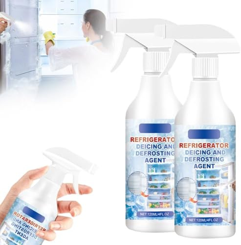 2025 New Freezer Defrosting Spray, Defrosting Spray for Fridge Freezer, Fridge Freezer De-Icer S-pray Rapid Fri dge Freezer Defrosting, Efficiently Quickly Removes Ice Buildup (2, 120ml)