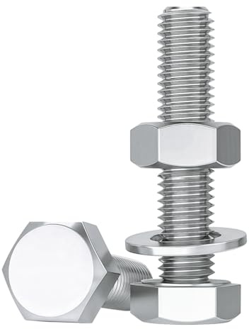 Drenky Bulloni e Dadi Assortimento, M10 X 35 mm 10 Pezzi Esagonale Bulloni E Dadi Set M10 Acciaio Inossidabile A2 V2A Viti a Macchina, DIN933 / DIN934 / DIN125