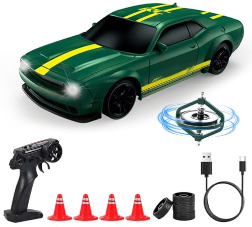 Vefacion Mini Ferngesteuertes Auto 1:43 4WD Drift RC Auto 15KM/H RC Drift Car Rennauto Ferngesteuert mit Gyro LED-Leuchten 2,4GHZ Fernbedienung