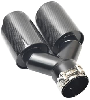 Auspuff Endrohr Universal Auto Edelstahl Carbon Faser Schalldämpfer Spitze Y Form Doppel Ausgang Auspuffrohr Düse Schalldämpfer Spitze(63MM IN- 89MM Out)