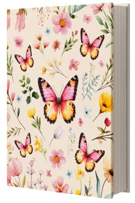 NBEADS Funda elástica de tela para libros 25x40cm Protector de libros de tela elástica con patrón de mariposa Funda ajustable para libros de tapa dura, libros de texto, novelas y cuadernos