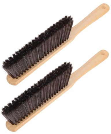 FONDOTIN 2pcs Wooden Dust Brush Long Handle Ash Cleaning Broom with Gentle Bristles for Cleaning for Home Commercial Use Fire Pit Tools
