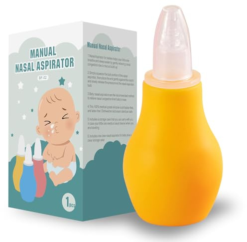 Nasal Aspirator for Baby，Silicone Head Manual Pump, can Quickly and Quietly Suck the Nose, Meets FSA/HSA Standards, Mini and Easy to Carry, Cleanable and Reusable (Yellow)