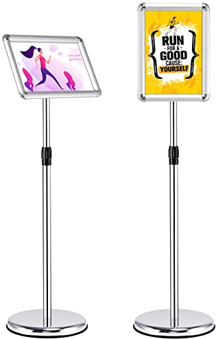 COSTWAY Infoständer A4 höhenverstellbar, 2er Set Informationsständer, Plakatständer drehbar und schwenkbar, Kundenstopper Präsentationsständer Werbeständer (Silber)