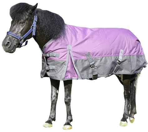 Gallopoff 1200D Ripstop Mini Horse/Pony Blanket, Medium Weight 200g Fill - Waterproof Breathable Warm Winter Turnout Blanket for Foal/Weanling/Yearling/Donkey/Mule Violetgrey 39