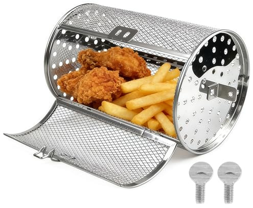 Tower Air Fryer Basket 360° Edelstahl Drehspieß | Frittierkorb, Grillroster, Trommel, Grillkäfig, Luftfritteuse, Ofenzubehör, für Grill, Erdnüsse, getrocknete Nüsse