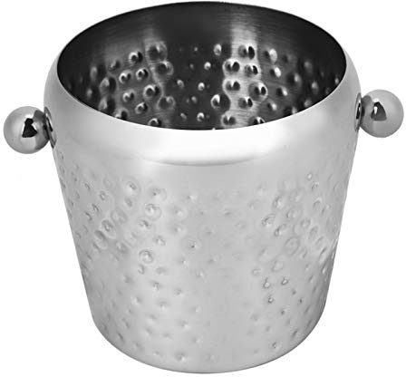 ANKROYU Seau à glace en acier inoxydable Premium 1L Conteneur à glaçons Durable Preuve Conception brossée Bar Utilisation à domicile Argent Or Rose en option (Pointe marteau couleur originale 1L)