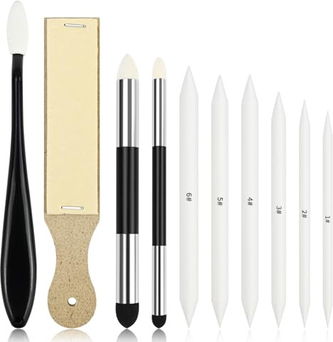 Alethron 10 Stück Papierwischer Set, Papierwischer zum Zeichnen Verblender Stift Estompen Paper Blending Stump Radiergummi Stift für Abwischen Korrigieren Kunst Zeichnen Künstler Basteln