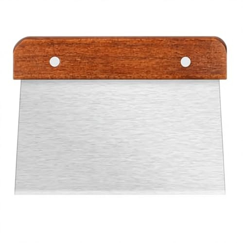 Dough Scraper, Stainless Steel Bench Scraper with Wooden Handle, Measuring Spatula, Multipurpose Baking Tool for Pizza, Pastry, Bread Cake