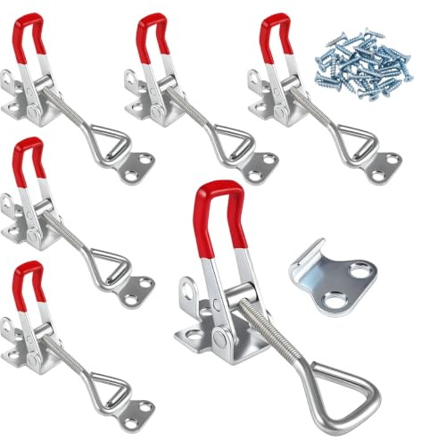6 Pièces Acier Inoxydable Loquet a Bascule, Réglables Fermeture a Levier | Fermeture Remorque, Métalliques Sauterelle de Serrage avec Vis pour Coffrets, Portes D'armoires, Boîtes à Outils, Tiroirs