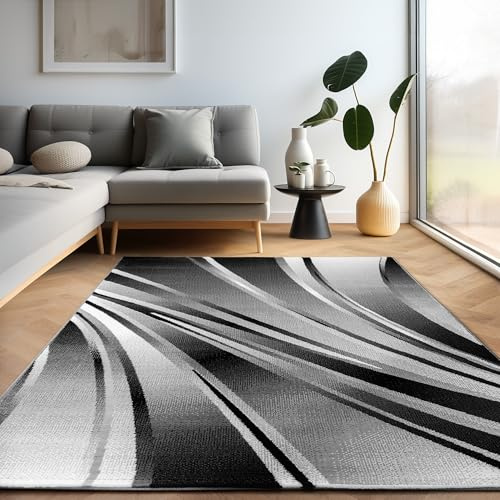 Modern Carpet Designe Parma 9210 - Alfombra, Color Negro, Polipropileno, 80 x 300 cm