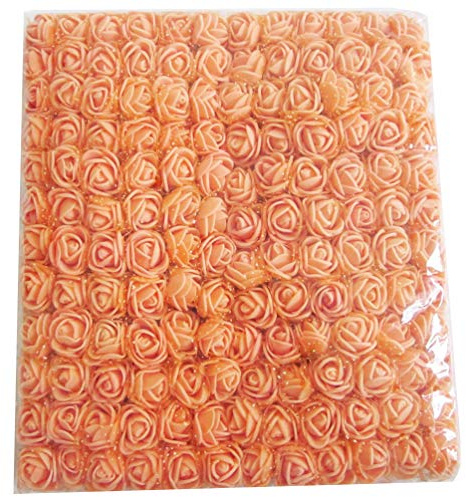 Artfen Mini Fake Rose Flower Heads 144pcs Mini Artificial Roses DIY Wedding Flowers Accessories Make Bridal Hair Clips Headbands Dress (Bottom add Gauze) Orange