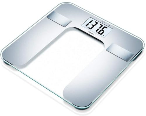 Beurer Body Fat Analyzer BMI, Multi-User & Recognition, Digital Bathroom Weight Scale, XL Display, BF130, Silver