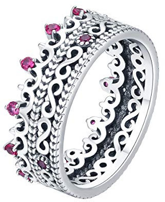 TIZIKJ 925 Sterling Silber Prinzessin Kronenring für Frauen Mädchen in der Verlobungs-Hochzeit,USSIZE7