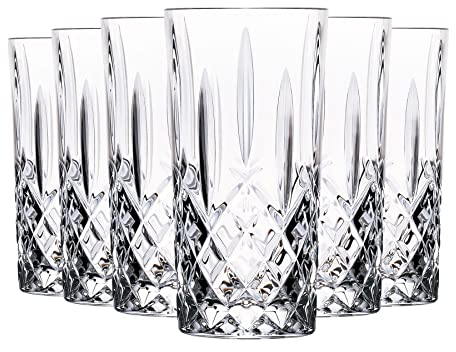 RCR 12x 396ml Crystal Glass Highball Glasses Orchestra Range Hi-Ball Cocktail Juice Tumblers Glass Set - Gift Boxed - Made in Italy Crystal