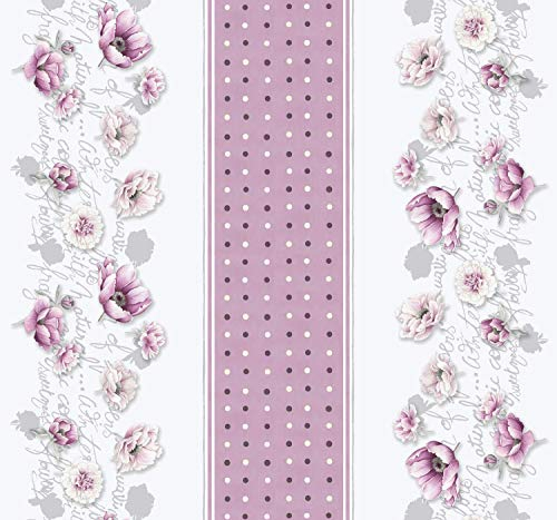 ecosoul Wachstuchtischdecke Anemonen Blumen lila rosa Flieder weiß Wachstischdecke Schutzdecke Gartentischdecke abwaschbar glatt Meterware Breite:140cm Länge:100cm