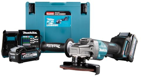 Makita GA013GM201 Akku-Winkelschleifer 40V max. / 4,0 Ah, 2 Akkus + Ladegerät im MAKPAC, Petrol