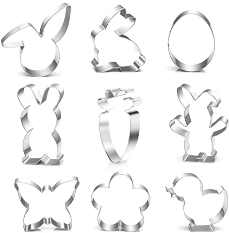 Ausstecher Ostern, 9 Stück Plätzchen Ausstechformen Ostern, Keksausstecher Ostern, Ostern Ausstecher Set, Osterplätzchen für Backen, Hase, Schmetterling, Ei