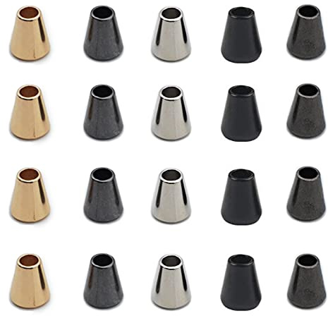 NO 50 x Metal Cord Stoppers, Cord Locks, Cord Locks, Cord Ends, Rope Stopper, Detachable Cord End for Backpack for Drawstring Clothes (5 Colours)