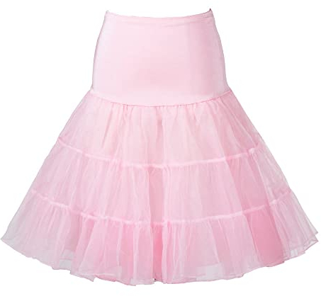 Linghe 50er Jahre Kurzer Petticoat für Hochzeit Vintage Cosplay Tüll Petticoat Krinoline Unterrock Rockabilly Swing Tutu Rock (Rosa)