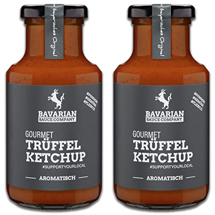 Bavarian Sauce Company Gourmet-Trüffel-Ketchup 2x250 ml | Fruchtiger Trüffel-Tomaten-Ketchup | Deutsche Herstellung | Lecker zu Pommes, Burger & Gegrilltem | Ideal für Feinschmecker