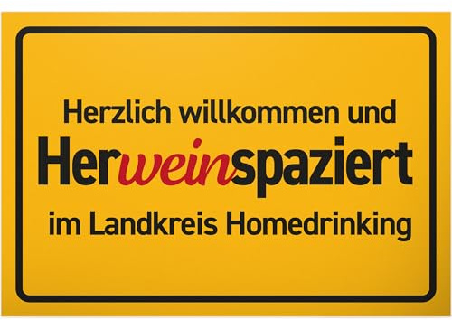 DankeDir! Herweinspaziert - Schild 30 x 20 cm - Vino Party Photo Booth Geschenk Alkohol Requiste JGA - Geschenkidee Geburtstagsdeko lustiger Spruch Wein Geburtstagsgeschenk Partydeko