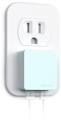 Nekmit Flat USB Wall Charger, Dual Port Slim USB Wall Charger with Smart IC for iPhone 14/14 Pro/14 Pro Max/13/13 Pro/13 Pro Max/12/12 mini/12 Pro, Galaxy, Pixel, iPad Pro, AirPods and More, Blue