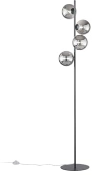meineWunschleuchte Elegante Stehleuchte 4 flammig, Metall Schwarz & Rauchglas Kugeln mundgeblasen, 160cm hoch