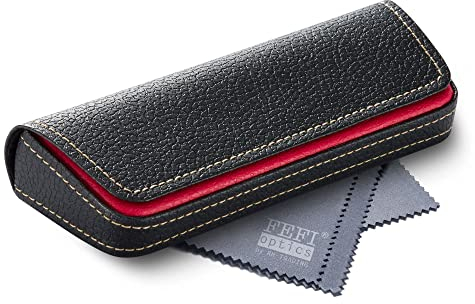 FEFI - Elegantes Brillenetui im zweifarbigen Leder-Look - rot