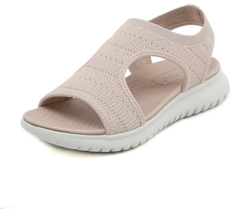 Acfoda Sandalias de Mujer Moda Verano cómodas con Soporte ortopédico Sandalias Elegantes Informales Suaves y livianos Rosa 41