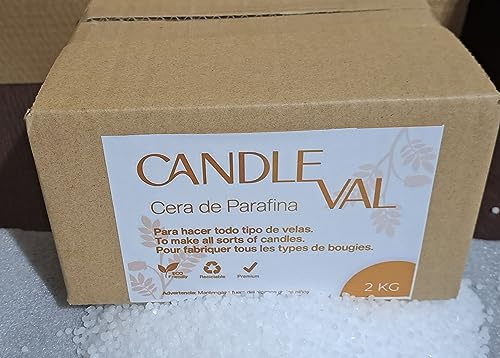 CANDLEVAL 2KG Cera de PARAFINA PREMIUM Fusion 56/58 ideal para fabricar velas en moldes y frascos