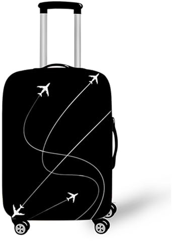 Mateju Kofferschutzhülle Elastisch Kofferhülle, 3D Schwarze Kabine Gepäck Cover Reisekoffer Hülle Trolley Case Schutzhülle Luggage Cover Waschbare Staubdichte Kofferbezug (Flugbahn,L)