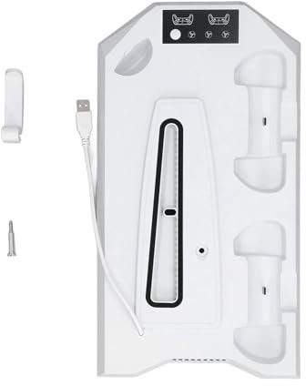Spielkonsolen-Kühlständer, Schnelllade-3-USB-Hub, Dual-Controller-Ladegerät, Kühlstation für PS5-Konsole (White)